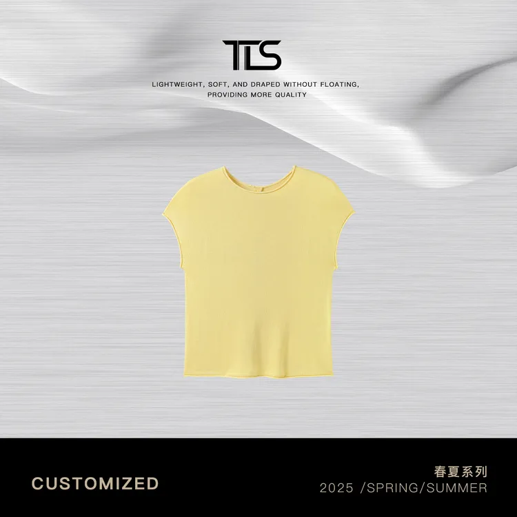 TT【蛋卷】桑蚕丝羊毛混纺轻盈透气盖袖藏肉针织衫短袖TT-DT5037