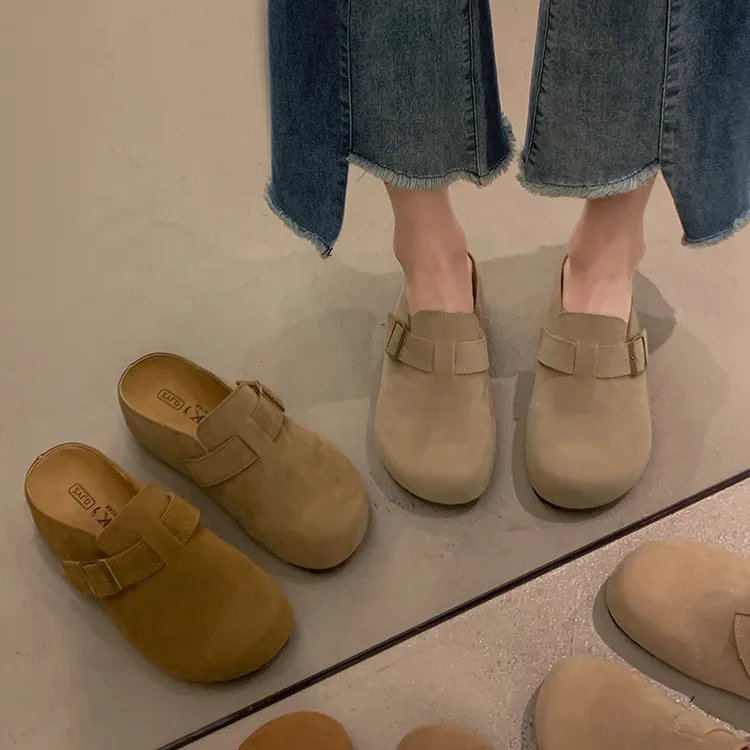 贾不假厚底勃肯鞋女半拖2025春季新款拖鞋女夏外穿一脚蹬包头拖