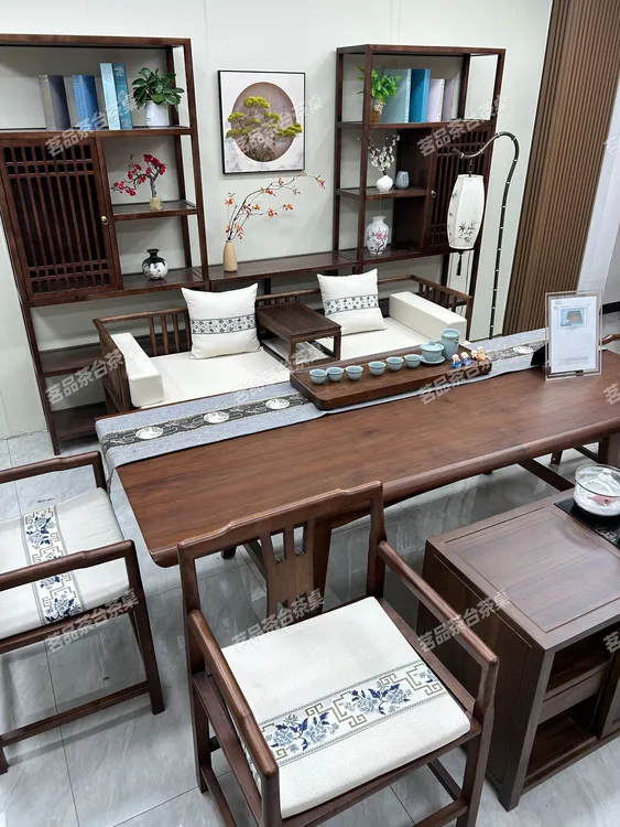 现代简约组合茶桌椅源头工厂胡桃实木大板办公泡茶家用茶几家具