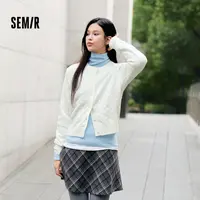 森柔毛衫|森马针织开衫女冬季短款绞花肌理圆领百搭叠穿打底