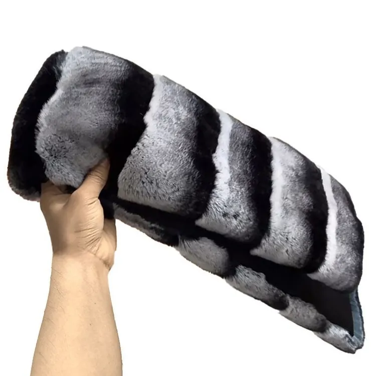 真獭兔毛皮草围巾青紫蓝龙猫原色黑白条纹保暖男女款定制款