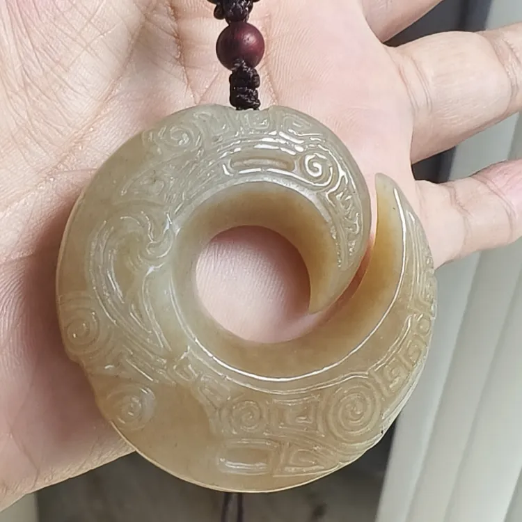 天然和田玉糖玉 满堂黄 渐变色 时来运转吊坠玉挂件 毛衣链男女款