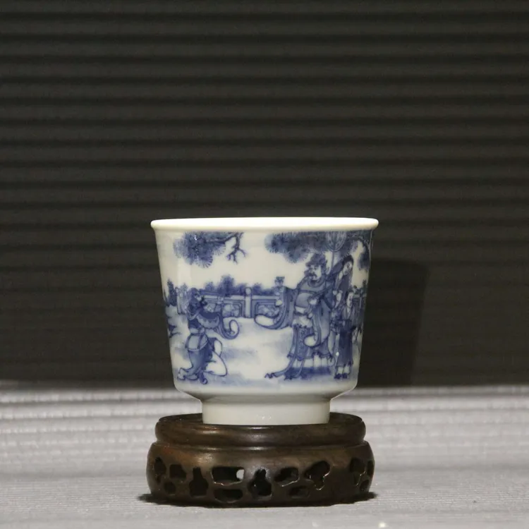 秋山草堂【加官晋爵】直身杯全手工手绘口径7.2厘米高6.5厘米