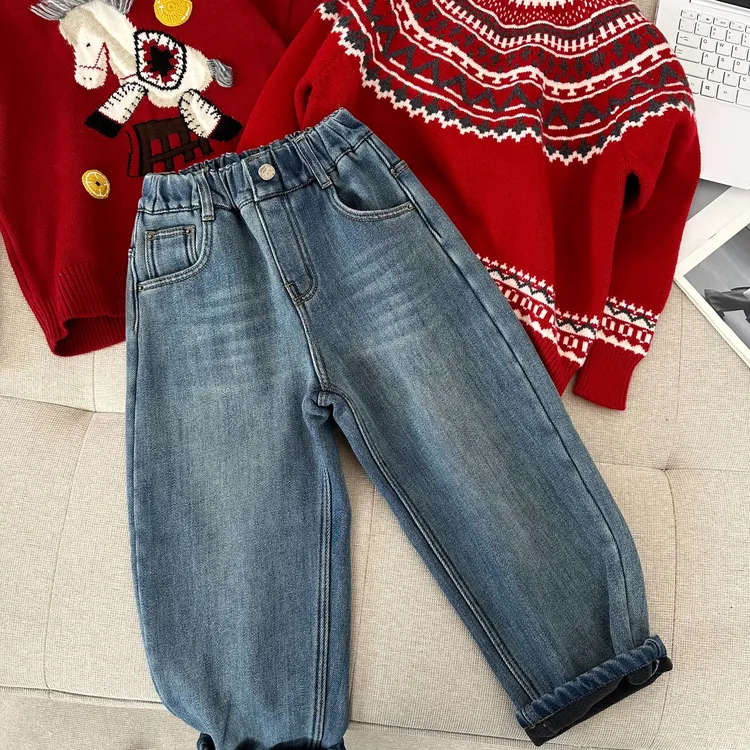 【简约派】杭州六小六正版 BY LIUXIAOLIU冬季儿童加绒牛仔裤20434