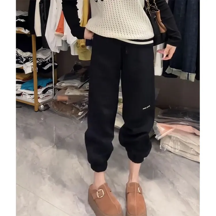 萱贝纯运动百搭直筒休闲裤女2025年秋季新款高腰显瘦九分束脚卫裤