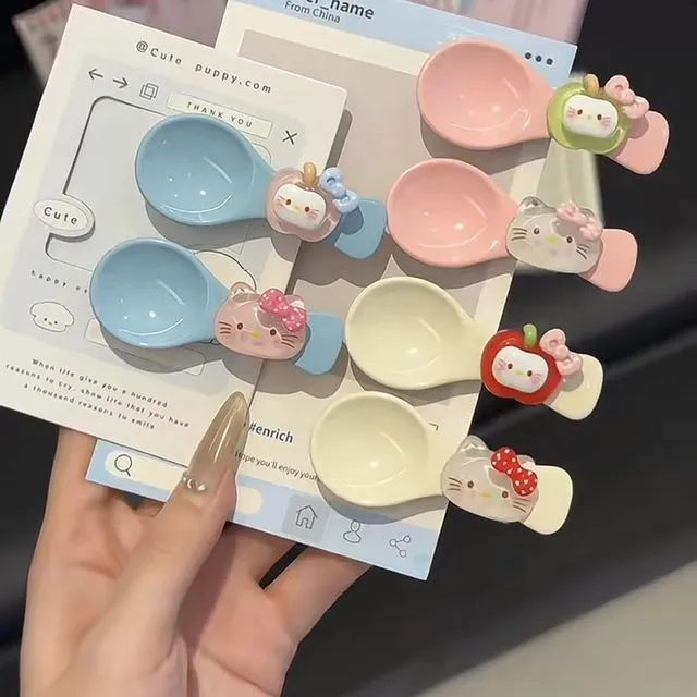 猫拌饭甜在凤女孩可爱鸭嘴夹模拟勺子有趣的发夹流行的风格