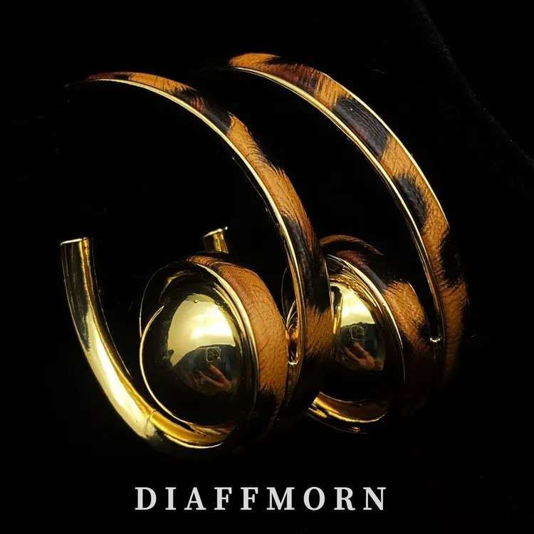 铜合金皮质耳饰 铜合金皮革耳饰YM《复古豹纹》复古风个性百搭耳环