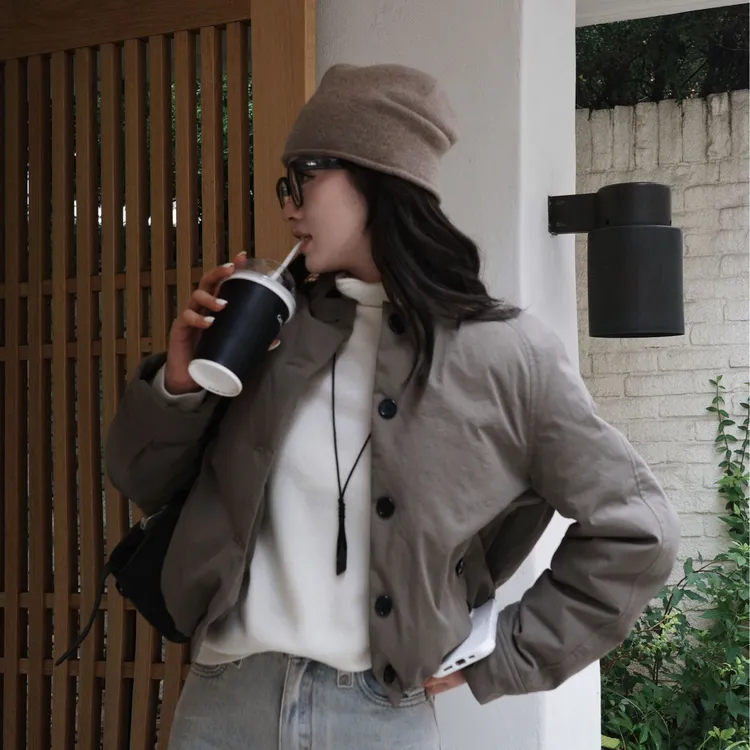 小敏「暮色灰」9o白鹅绒意大利进口立领简约保暖羽绒服UTAW1050