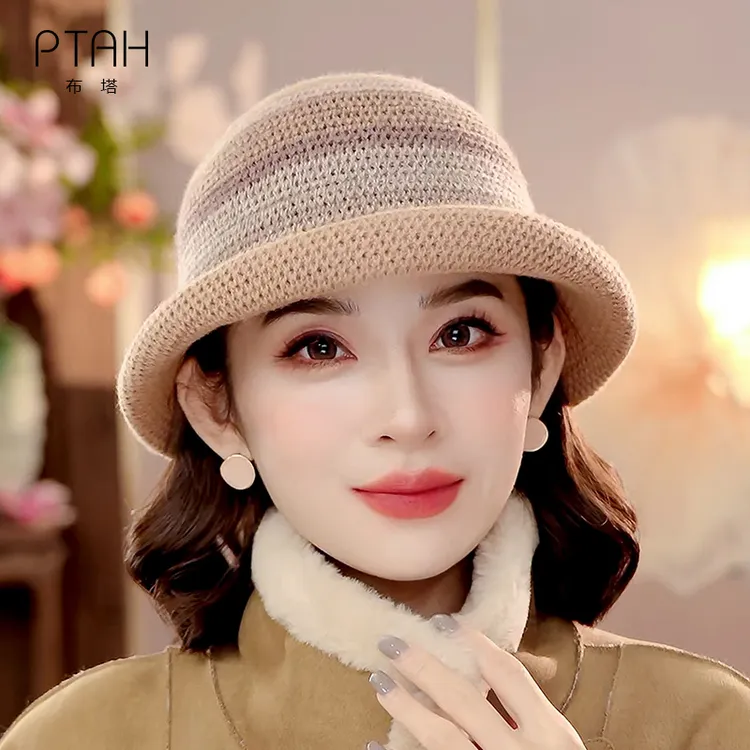 布塔渔夫帽子女秋冬新款羊毛呢礼帽高级感显脸小帽子盆帽PT8053