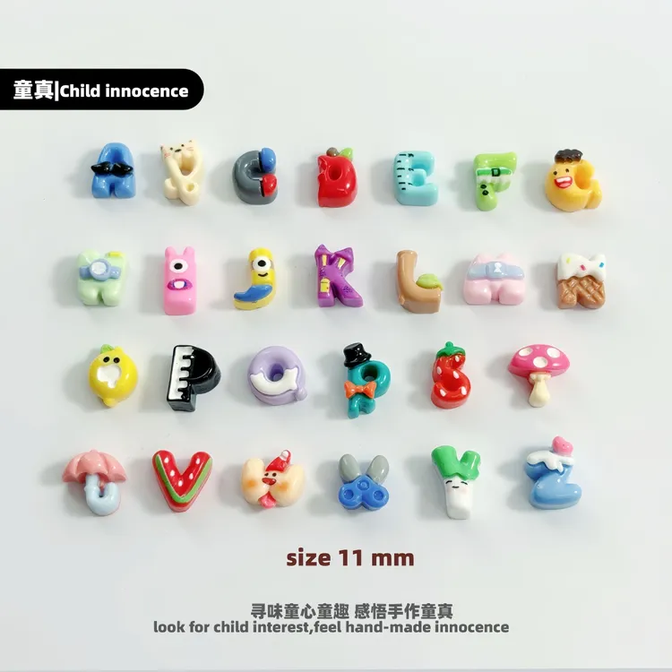 想念超迷你萌系卡通字母饰品配件 diy简化名装饰 手作耳饰美甲贴