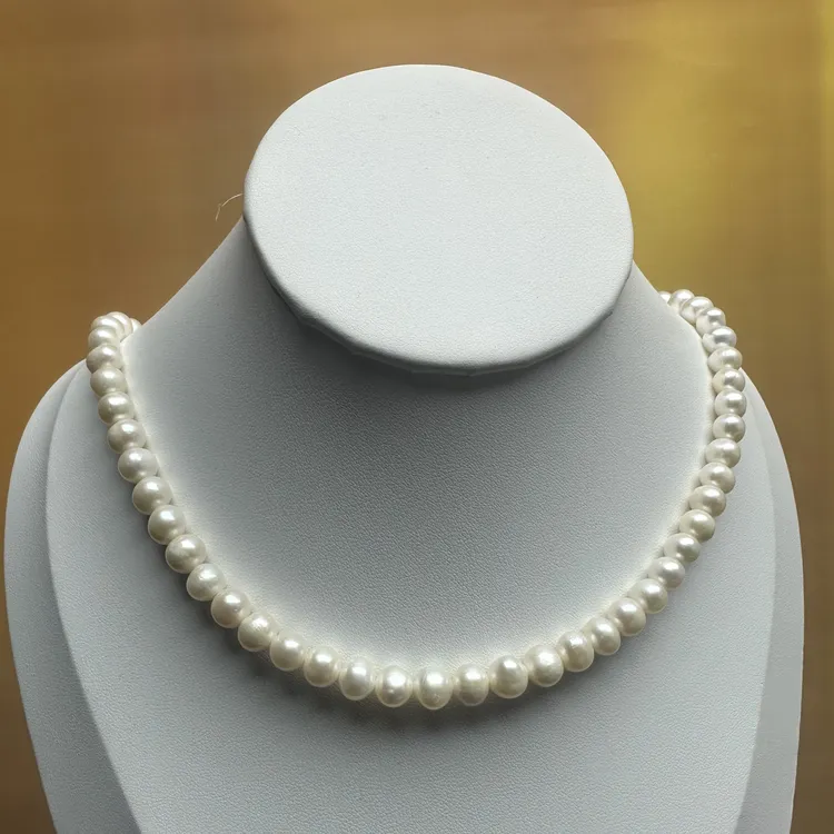 8mm天然淡水无核珍珠强光近圆微瑕气质百搭锁骨链送妈妈长辈