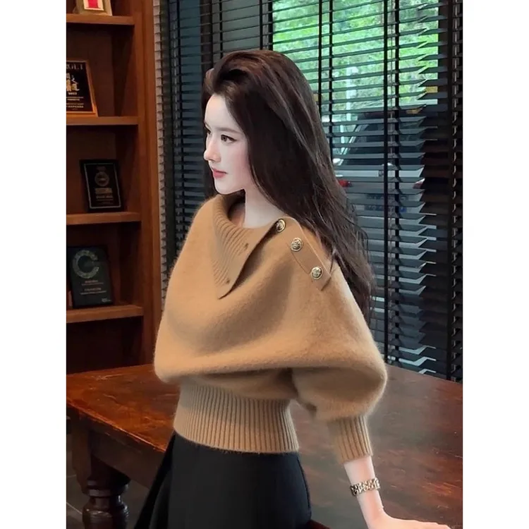 吼吼好看呐！轻熟气质毛衣穿搭秋冬氛围感巨好看棕色针织衫女上衣