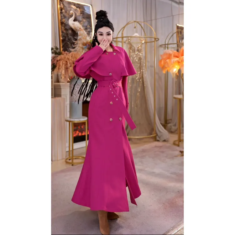 【星姐推荐】星原创高级定制【玫色雅韵】设计师轻奢长款斗篷风衣外套