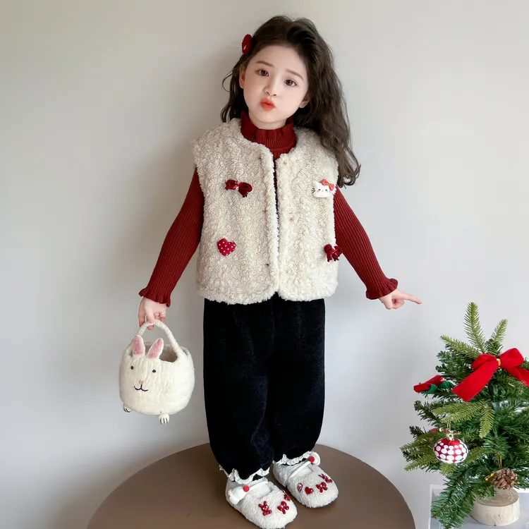女童秋冬套装2025新款儿童秋冬季时髦马甲小女孩宝宝韩系洋气穿搭