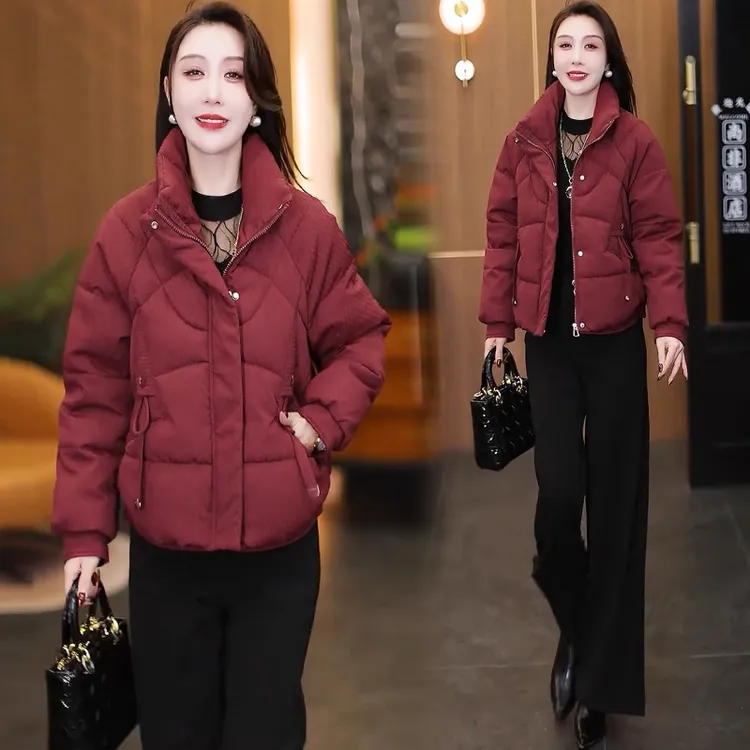 时尚短款立领棉服女2025年冬季新款洋气显瘦加厚保暖棉衣棉袄潮