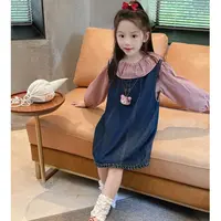 【爱丽】WWLL定制女宝宝秋装女童娃娃衫牛仔背带裙2件套宝宝套装