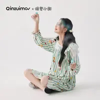 【千颂妮专享】亲嘴猫X蜡笔小新 可外穿条纹睡衣睡裙家居服女C53661