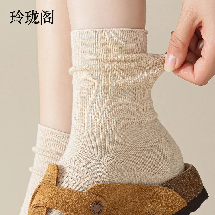 春秋纯棉中筒堆堆袜女款爆款2025新款月子袜防臭吸汗透气抗菌长袜