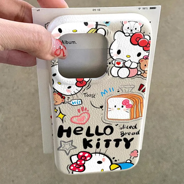 BANCA面包凯蒂皮革纹适用iPhone16/15promax手机壳14苹果13/12/11