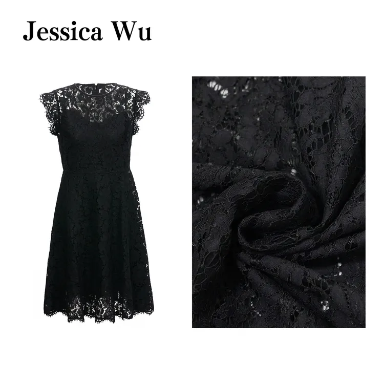 JESSICA WU优雅高级~意大利进口水溶蕾丝层次感显瘦舒适连衣裙