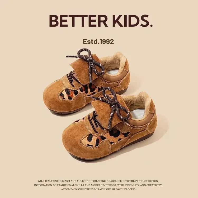BETTER KIDS/女童豹纹运动鞋2025秋冬二棉男童软休闲鞋儿童阿甘鞋商品图
