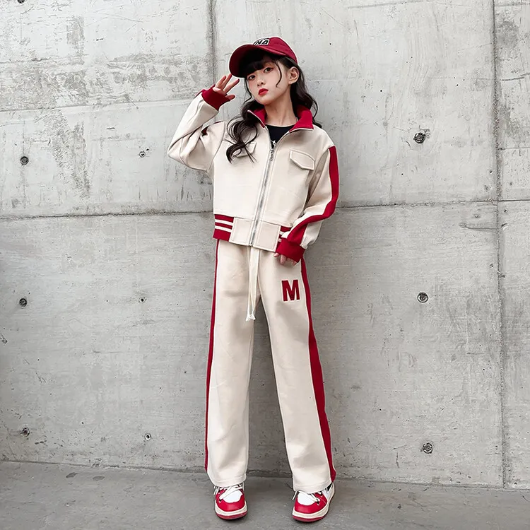 2025春装新款中大童洋气时髦儿童休闲网红两件套女童春款运动套装