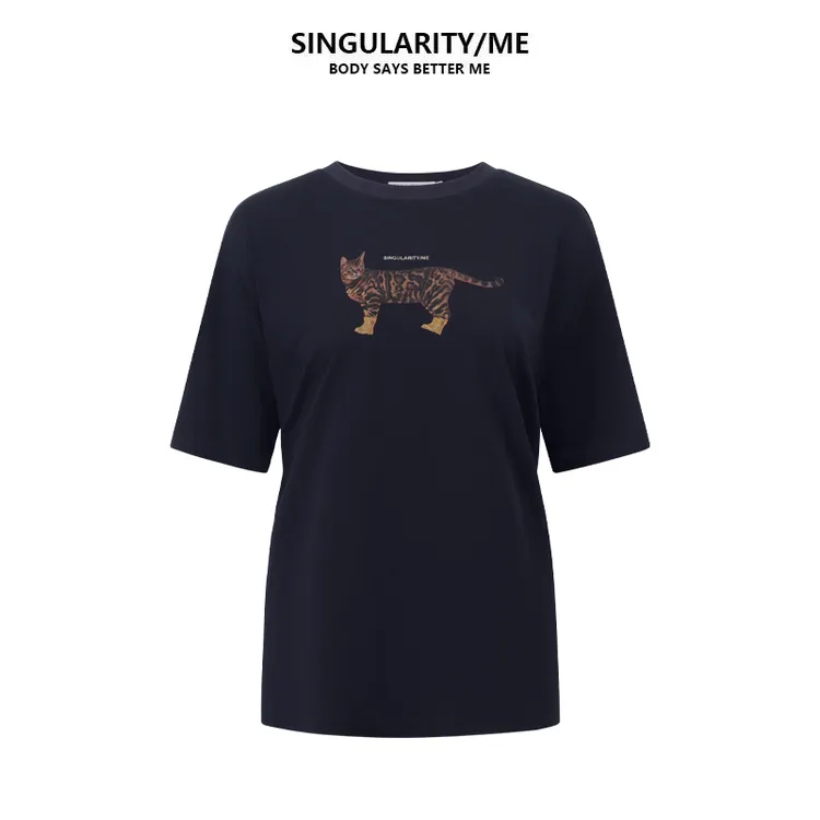 Singularity Me 6A 5080 趣味小猫咪复古小众休闲宽松正肩短袖T恤