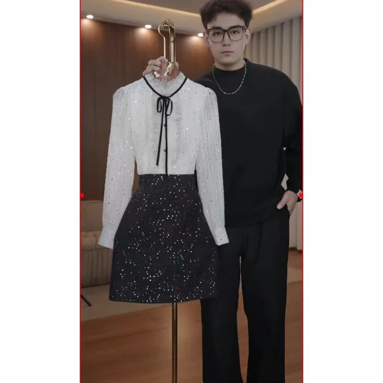  【蓝蝶儿】6865秋款上新气质显瘦高定连衣裙