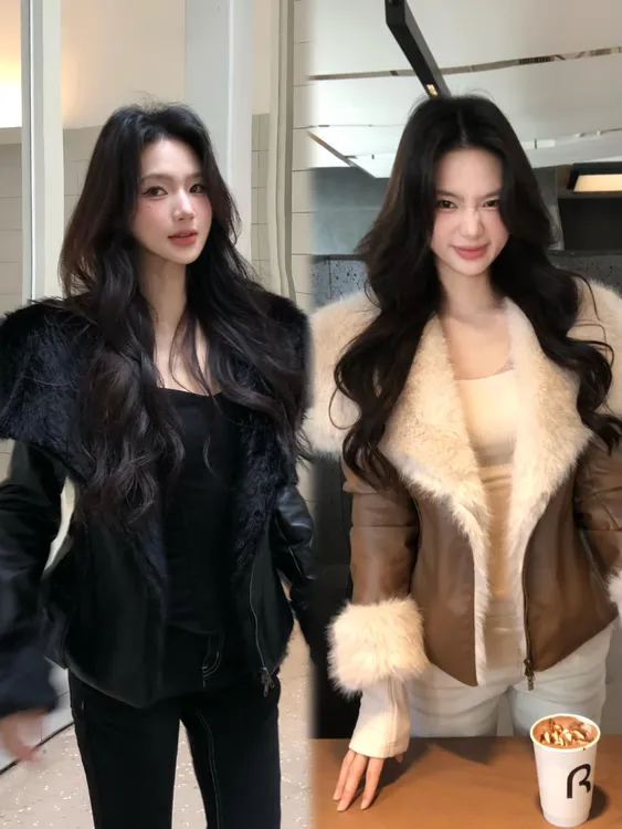 CC SHOP 冬季短款长袖短外套毛领秋冬时尚修身辣妹公主风显瘦穿搭