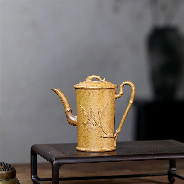 高竹节紫砂壶 宜兴原矿高温段泥手工家用泡茶壶茶具160毫升