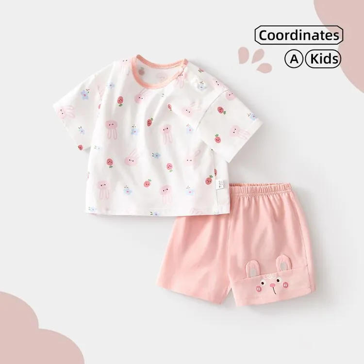 女童夏季套装薄款宝宝夏装男童短袖短裤套棉婴儿衣服儿童两件套