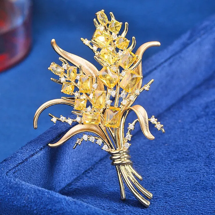 铜合金胸针 麦穗高档胸针男女别针大衣外套寓意年年丰收穗穗平安