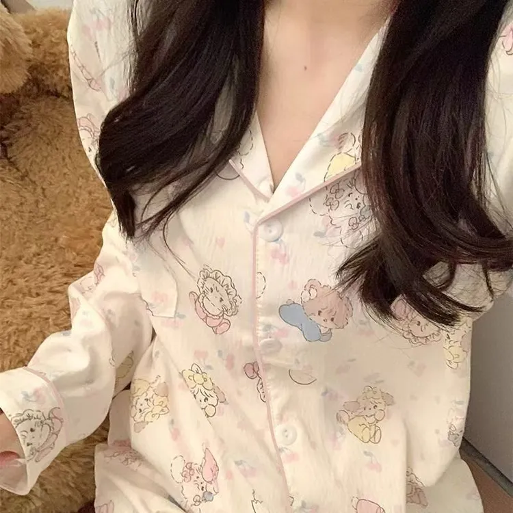 睡衣女云朵棉春秋季家居服女款爆款2025新款长袖长裤套装可外穿