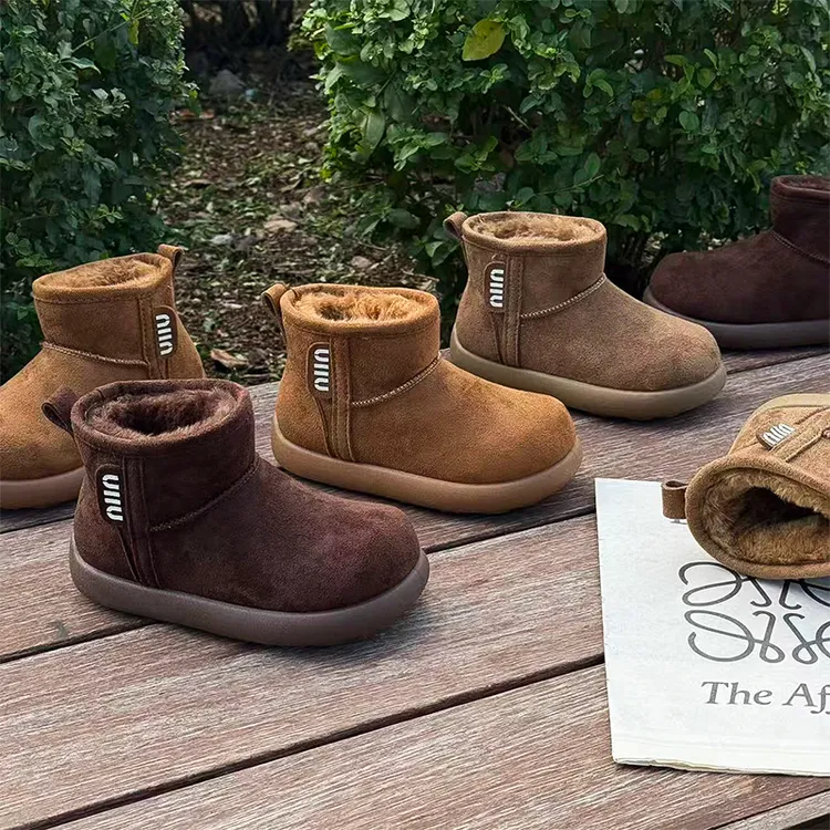 【十一专属】2025冬款儿童短靴冬季大棉加厚休闲风套筒女童雪地靴