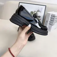 w073307真皮透气网面乐福鞋女新款单鞋厚底网纱小皮鞋