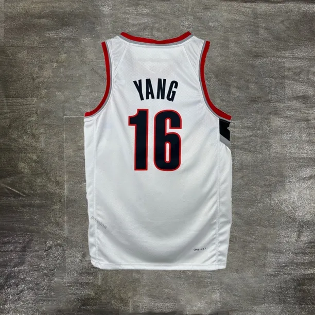 【杨翰森】开拓者队16号杨瀚森经典红白黑配色篮球服透气速干运动服