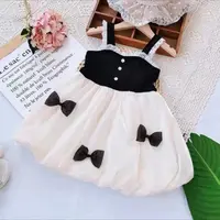 夏款儿童衣服蕾丝边蝴蝶结吊带拼接纱裙韩版网红女宝洋气