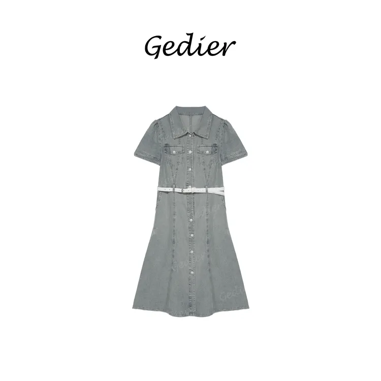 【歌蒂尔Gedier】2025春款欧若风显瘦收腰牛仔连衣裙 LG520198Y