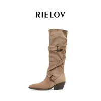 【RIELOV●秀儿●百老汇】增高5cm时尚潮流百搭女士时装靴 25018