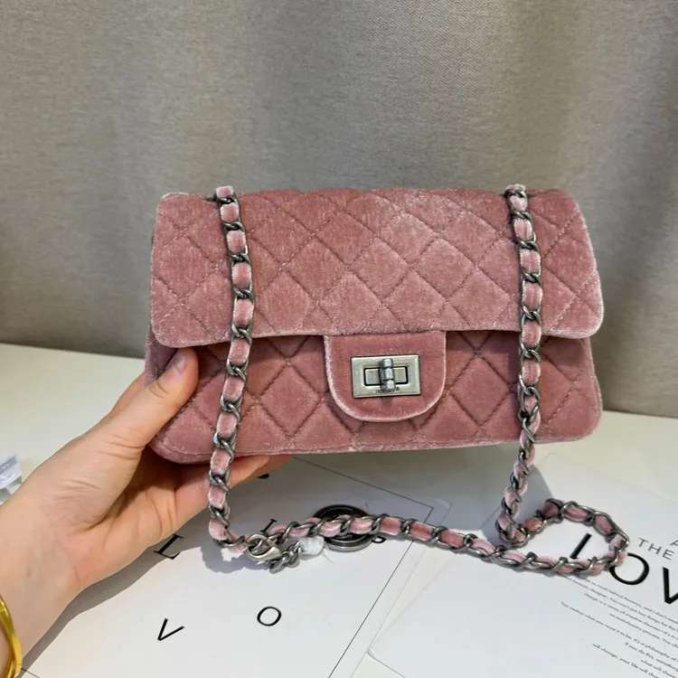 小香风质感菱格链条包2025新款简约百搭小方包精致丝绒单肩斜挎包