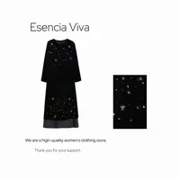 EV.【 烟火耀空】桑蚕丝绒烟花串珠亮片套装上衣+长裙套装EV25QS124