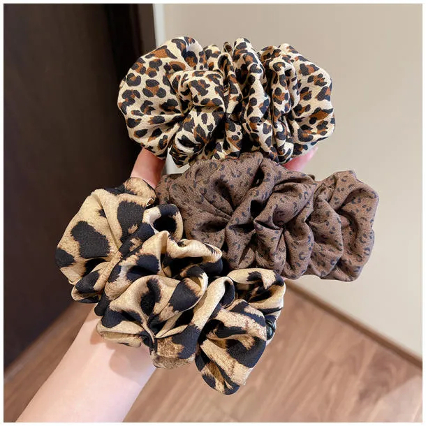 韩系复古豹纹褶皱云朵泡泡香蕉夹女高级感低马尾扭扭夹半扎发发夹