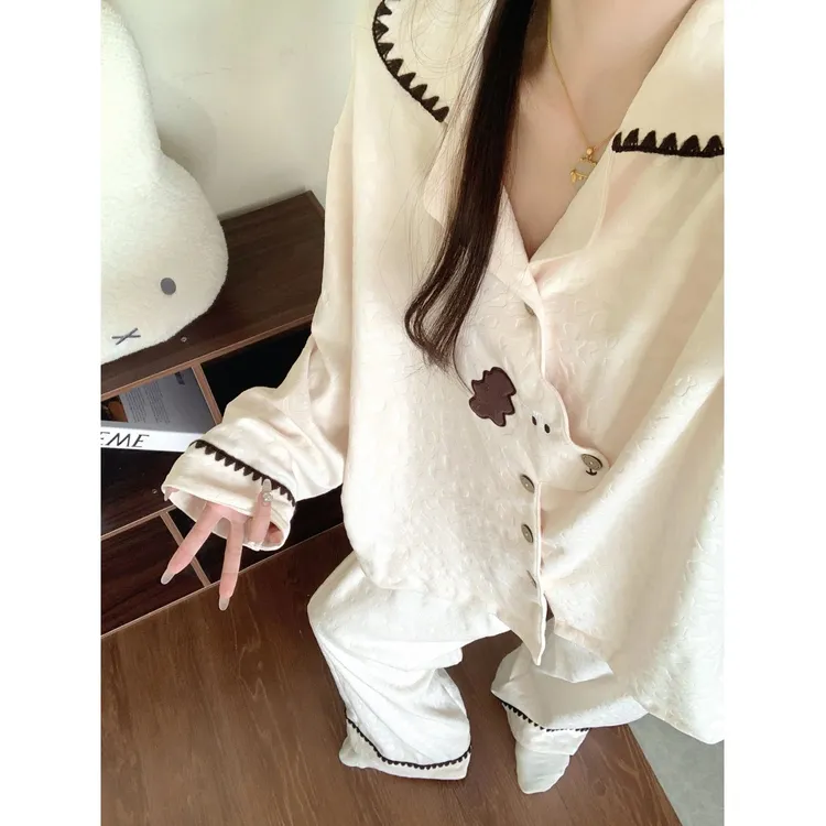 秋冬韩版小狗豹纹保暖德绒女睡衣冬季磨毛薄绒家居服2025冬天新款