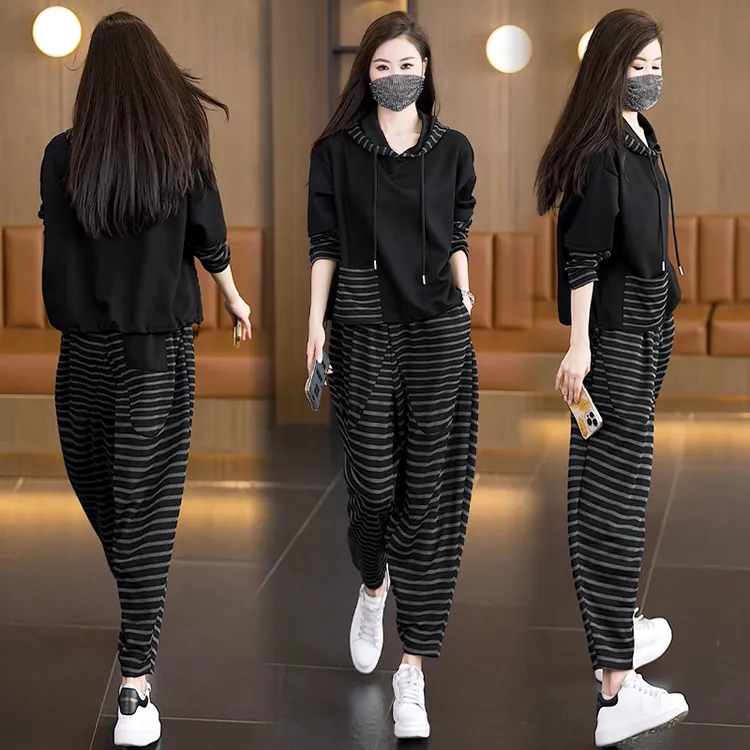 休闲风时尚套装女装减龄宽松显瘦休闲长袖裤子春秋显瘦两件套