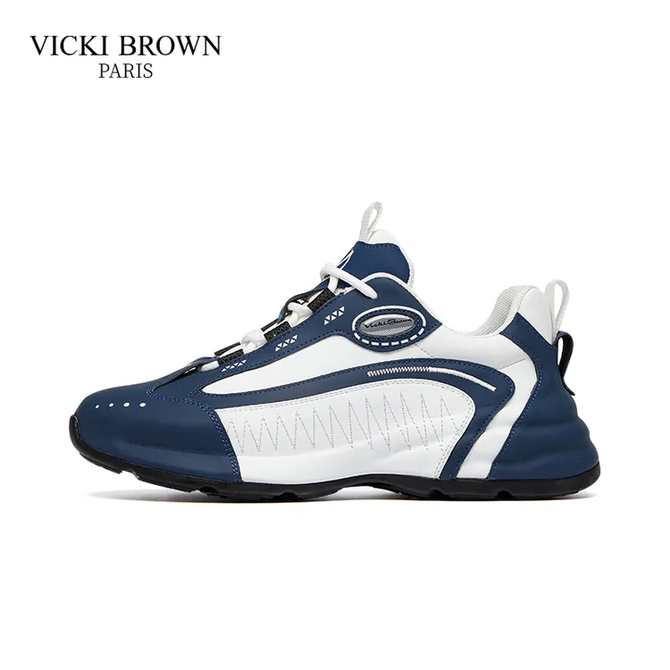 法国VICKI BROWN 轻奢真皮男士百搭增高舒适户外运动跑步鞋休闲鞋
