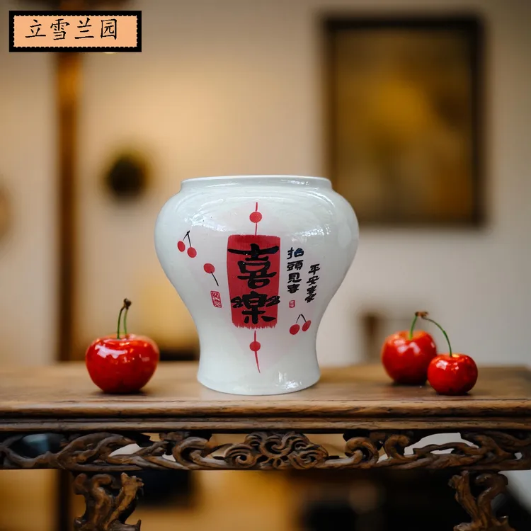 国风美观时代复古新潮高端手绘兰花陶瓷盆室内桌面小盆栽绿植通用