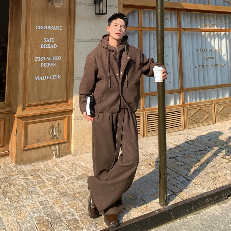 Holocene美式潮牌加厚毛呢套装两件套男士秋冬季一整套搭配25003H