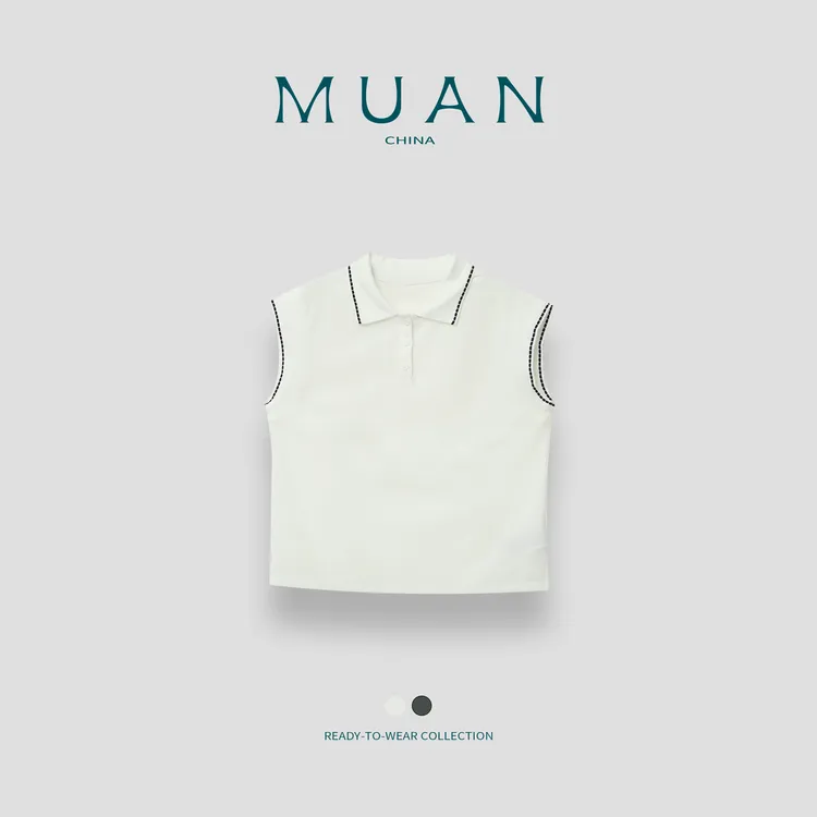 木岸MUAN：《约翰T》定制高级简约宽松百搭翻领无袖背心上衣YJ-23967