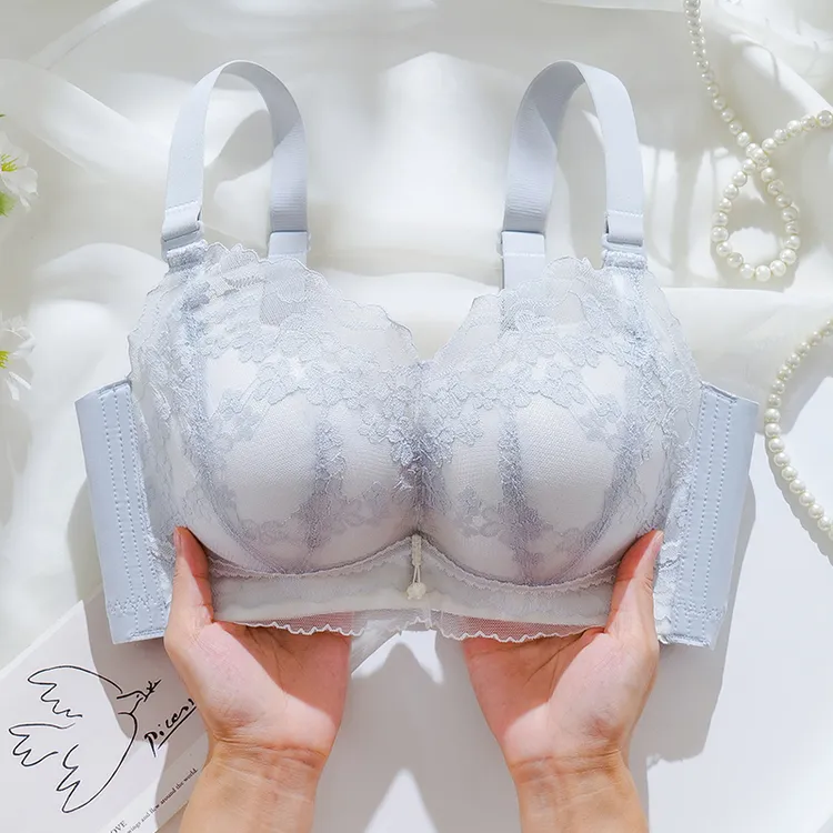 6CM加厚小胸聚拢显大内衣女无钢圈上托防下垂收副乳性感蕾丝文胸