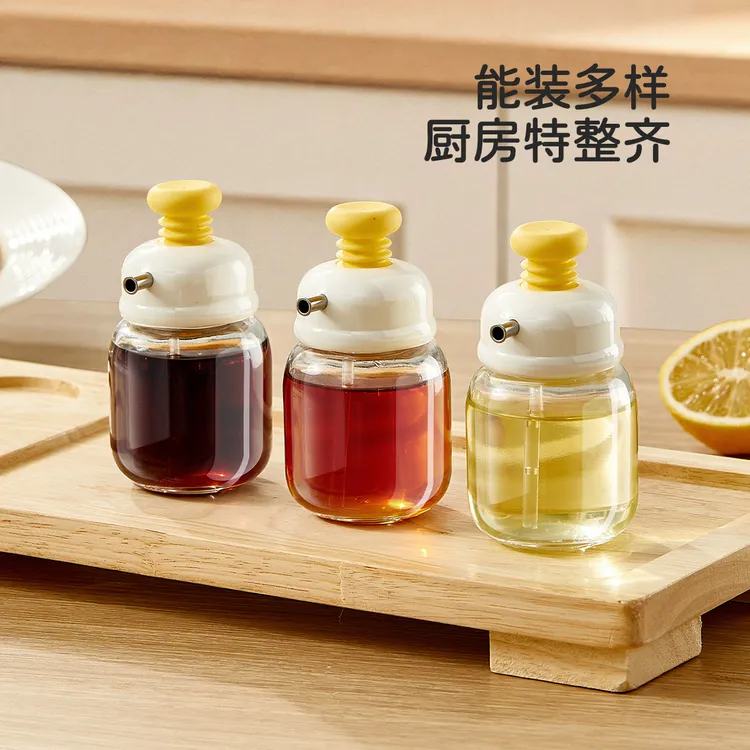 拣家瓶油壶萌可按压控油瓶按压式油瓶调料瓶可爱家用烧烤